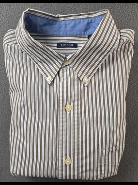 Chaps Men's Brown & White Striped Button-Down Shirt